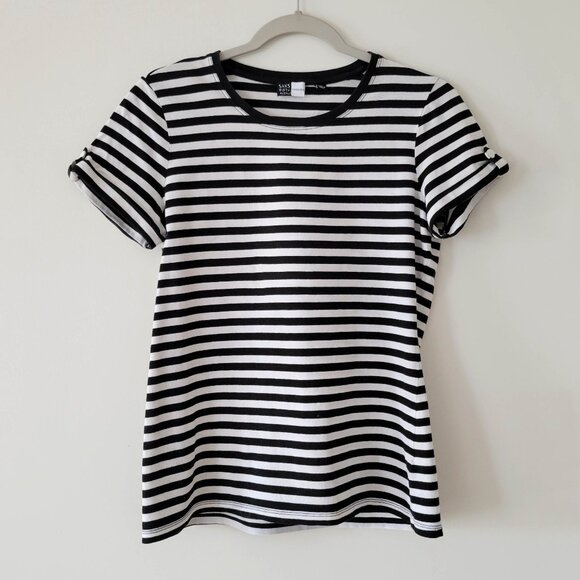 Saks Fifth Avenue Threads Striped Cotton Cuff Sleeve Tee Shirt - Size M - Picture 1 of 7